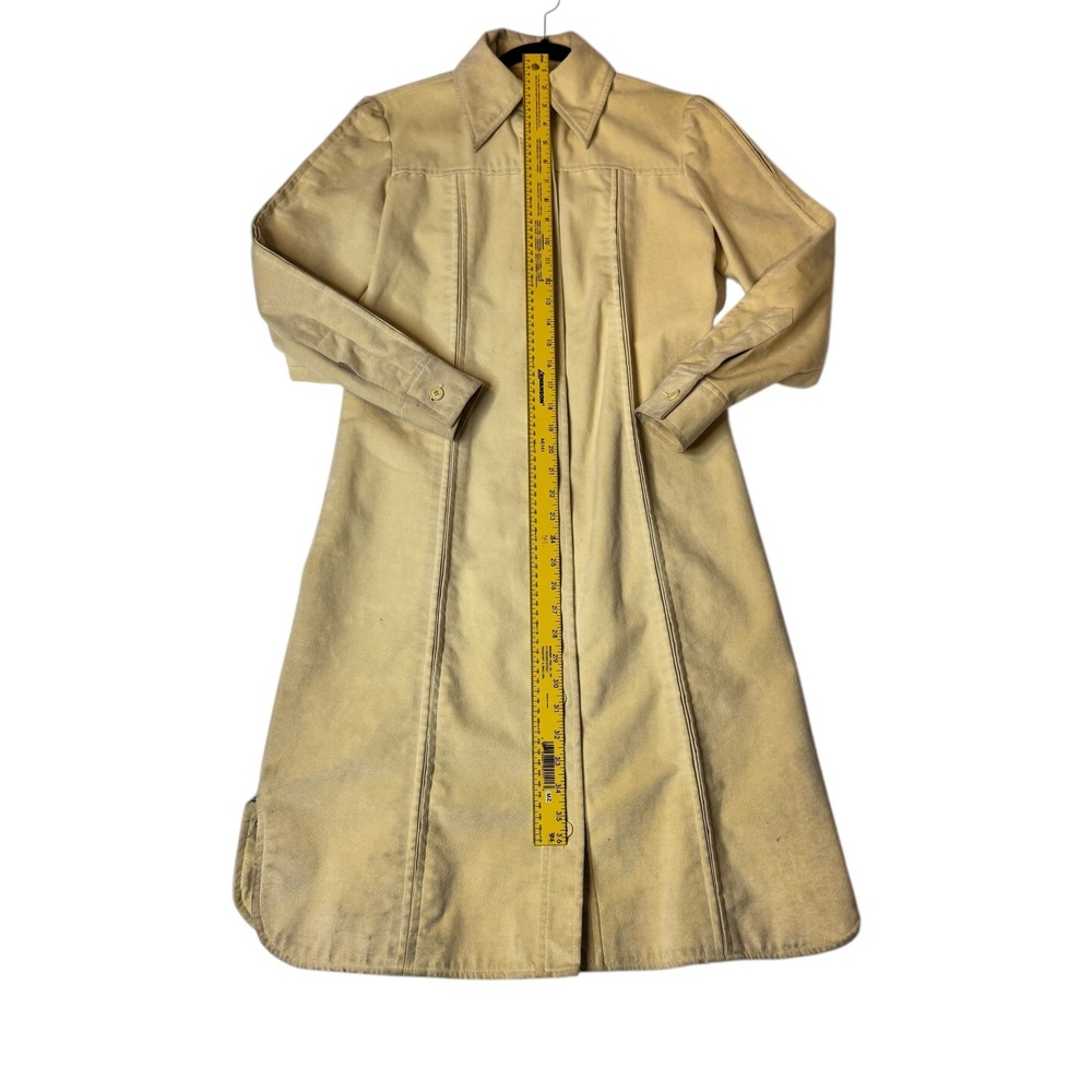 Vtg Sincerely Gidding Jenny Faux Suede Pintuck Shirt Dress Cream 70s Size S-M - Picture 7 of 12